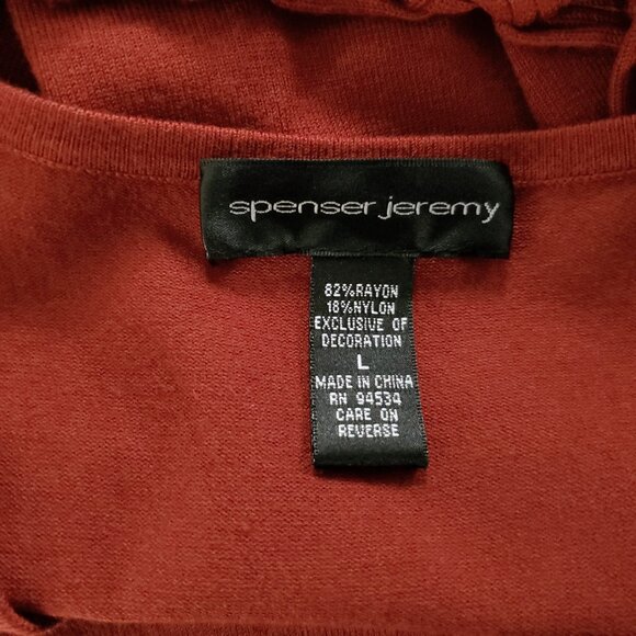 Womens Sleeveless V Neck Sweater L Rust Red Tassels Macrame Belt Boho Hippie - Picture 5 of 6